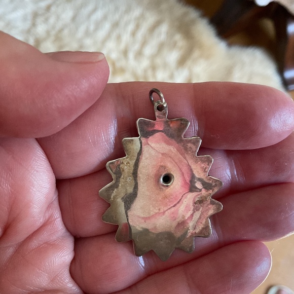 Vintage Sterling silver 925/Gold plate Center Oval Pendant - Picture 7 of 8